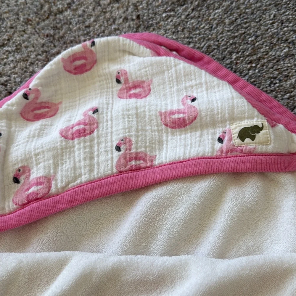 Monica and Andy Pink Flamingo hooded towel